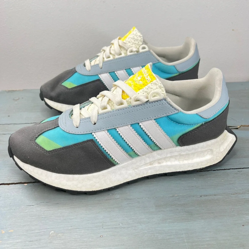 Adidas Retropy E5 Mens 9.5 Pulse Blue Grey White Boost Sneakers check details!!!